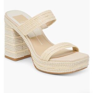 Elegant Cream Block Heel Sandals